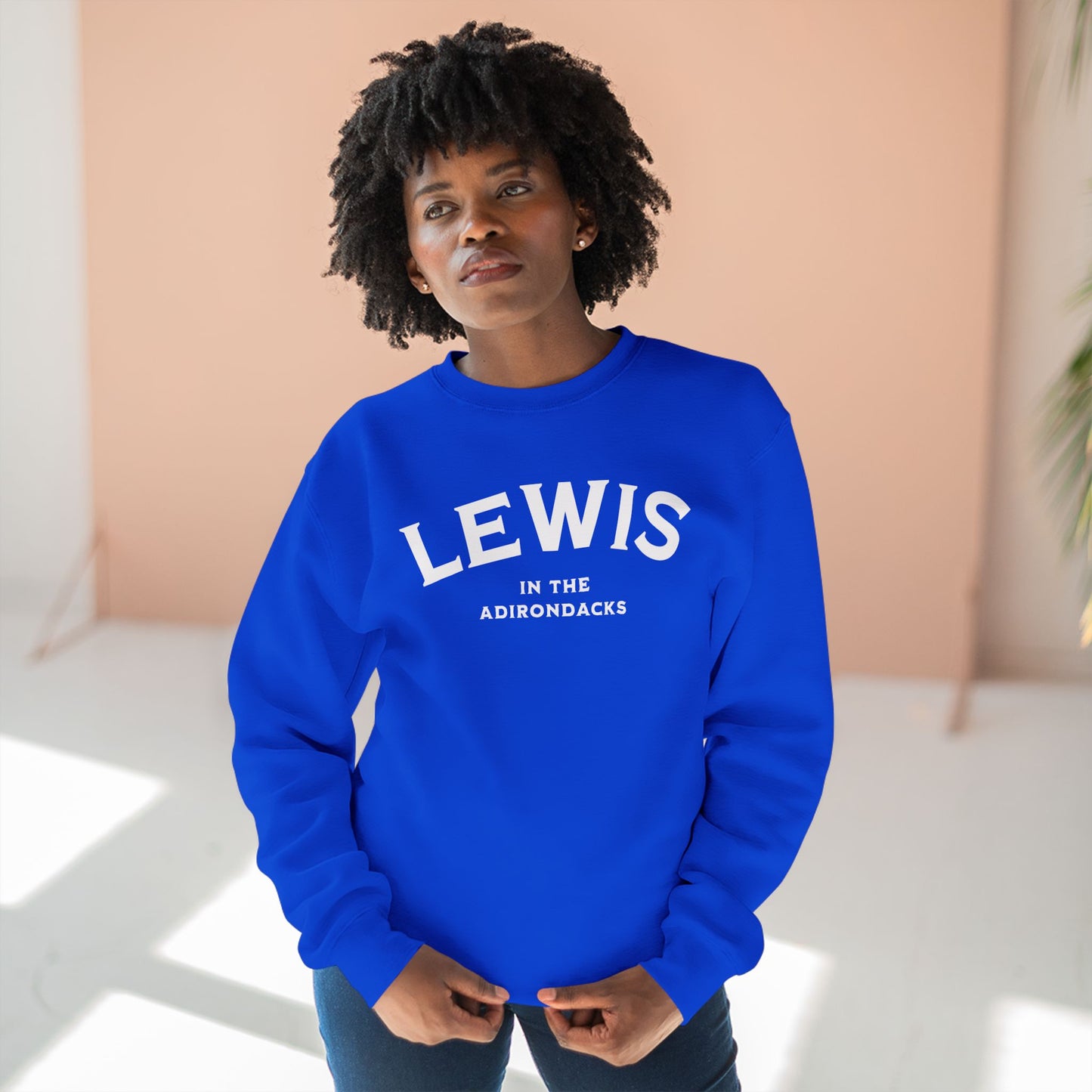 LEWIS white print Lane Seven Unisex Crew Sweatshirt