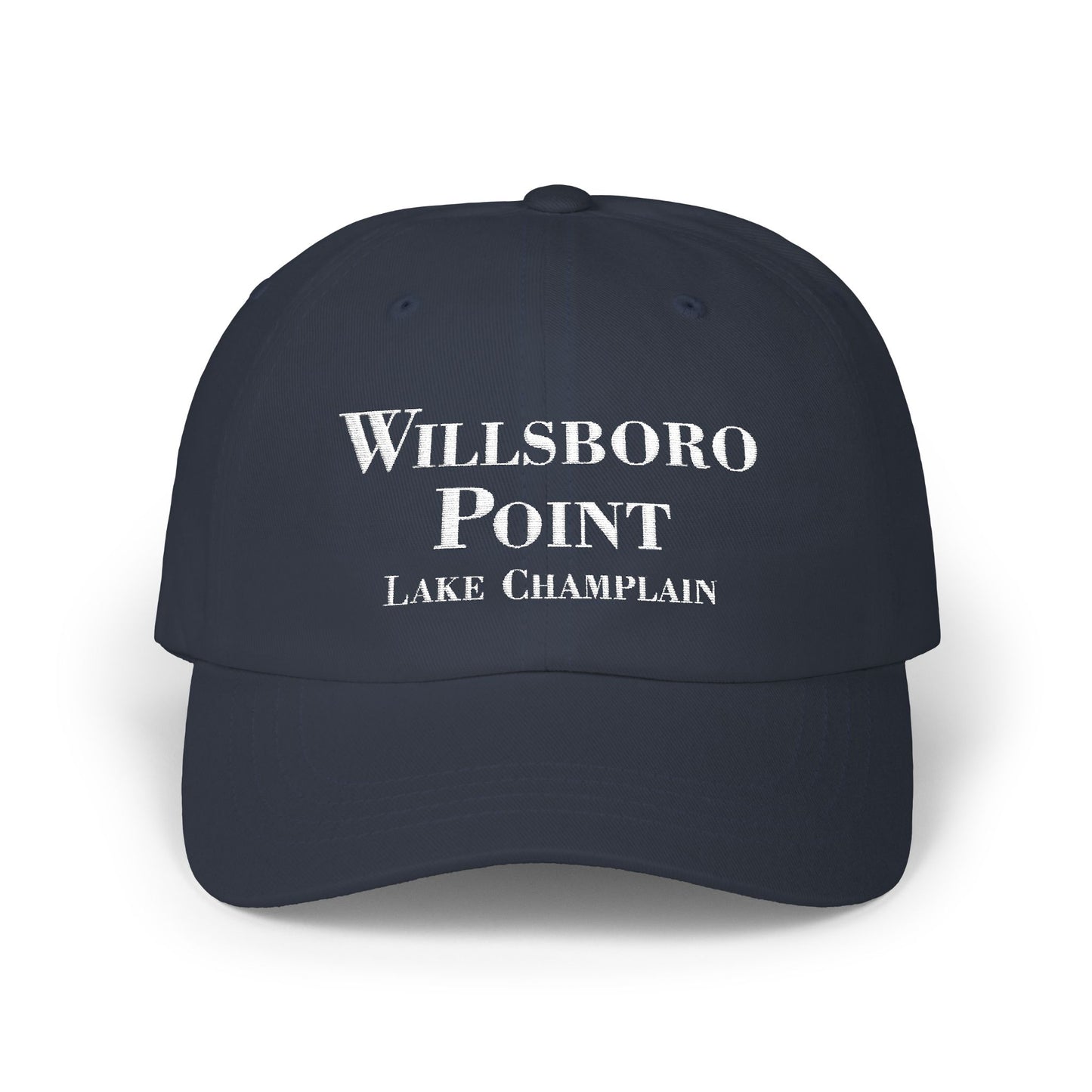 Willsboro Point Lake Champlain- white print Classic Dad Cap