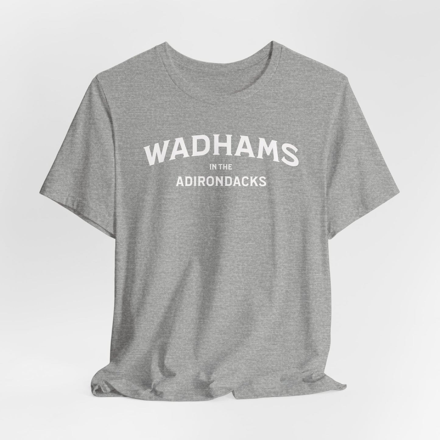 WADHAMS in ADKs- white print Bella Canva Short Sleeve Tee