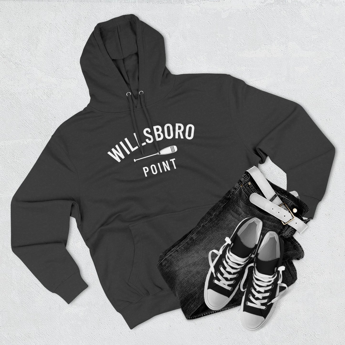WILLSBORO POINT white print Lane Seven Fleece Hoodie