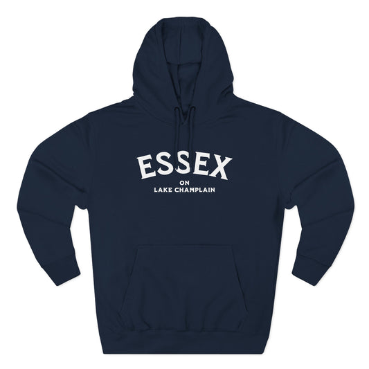 ESSEX white print Lane Seven Fleece Hoodie
